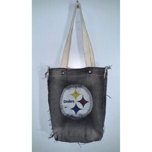 Profanity by LittlEarth Pittsburgh Steelers black distressed tote shoulder bag